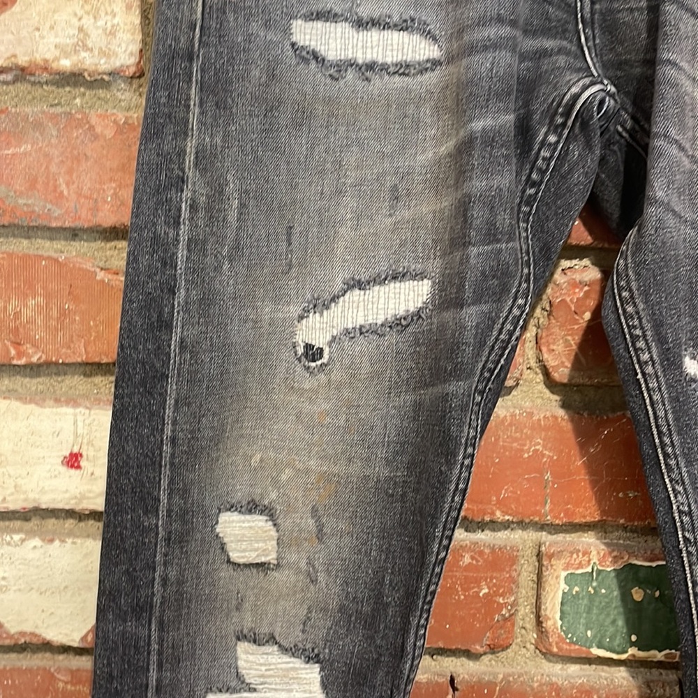 The Kooples distressed painted black slim fit  jeans NWT - Picture 2 of 9